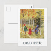 Carte postale vintage Elsa Beskow Octobre (Devant / Derrière)