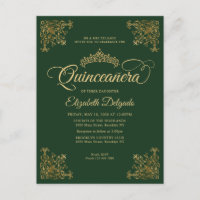 Vintage Emerald Green Gold Frame Tiara Quinceanera