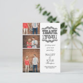 Carte postale vintage en Merci blanc (Debout devant)