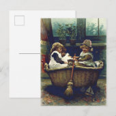 Carte Postale Vintage Enfants Bon Bateau (Devant / Derrière)