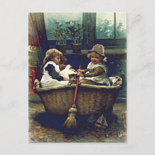Carte Postale Vintage Enfants Bon Bateau (Devant)