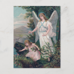 Carte Postale Vintage Engel mit Mädchen am Abgrund