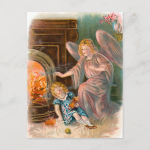 Carte Postale Vintage Engel, Schutzengel Mädchen et Feuer