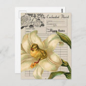 Carte postale vintage Ephemera Collage Pâques (Devant / Derrière)