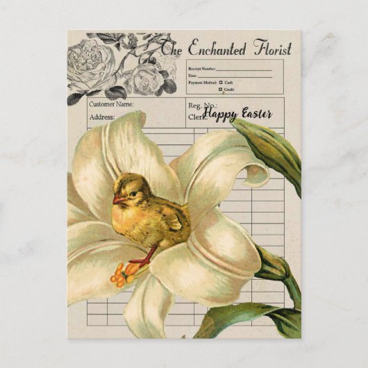 Carte postale vintage Ephemera Collage Pâques (Devant)