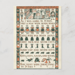 Carte postale vintage Ephemera Nursery Rhyme