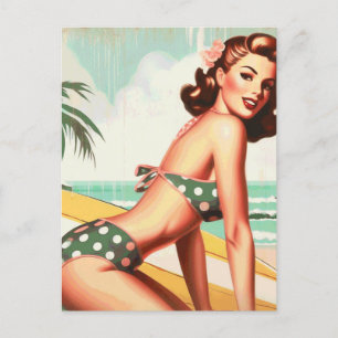 Carte Postale Vintage Été Plage Pin