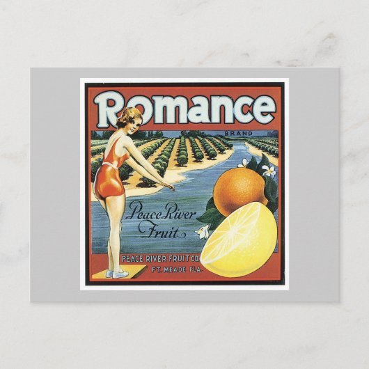 Carte Postale Vintage Étiquette de fruits romantiques (Devant)