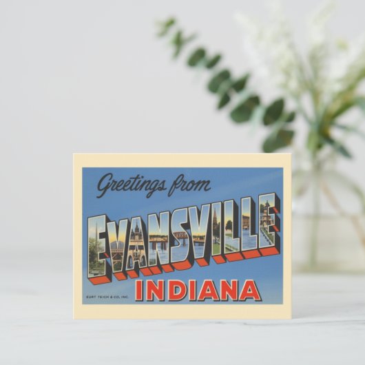 Carte Postale Vintage Evansville Indiana (Debout devant)