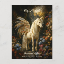 Carte Postale Vintage Fairytale Forest Unicorn Magique Pegasus