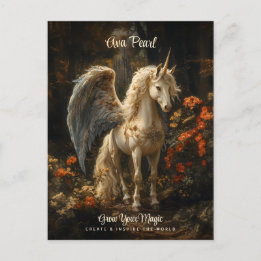 Carte Postale Vintage Fairytale Forest Unicorn Magique Woodland
