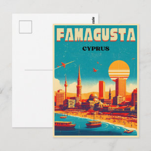 Carte Postale vintage Famagsta Beach Chypre cadeaux