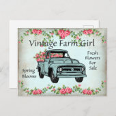 Carte postale vintage Farm girl (Devant / Derrière)