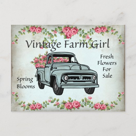 Carte postale vintage Farm girl (Devant)