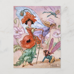 Carte Postale Vintage - Fée dans Pose à la mode,