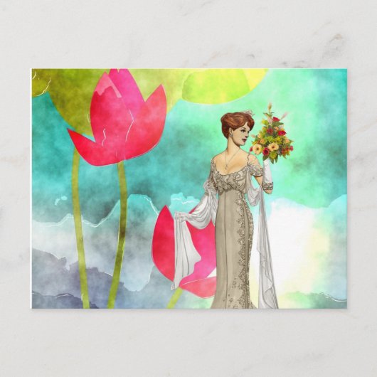 Carte postale Vintage femme Floral (Devant)