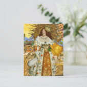 Carte Postale Vintage femme Soleil d'or : Leo Zodiac Collage Art (Debout devant)