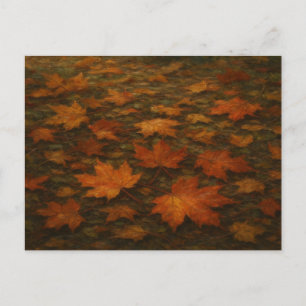 Carte Postale Vintage Feuilles d'automne Maple Orange Jardin rou