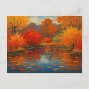 Carte Postale Vintage Feuilles d'automne Maple Orange Red Garden