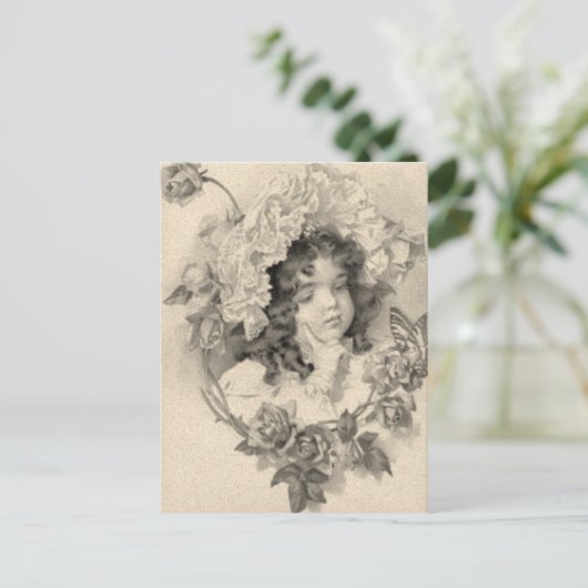 Carte Postale Vintage fille (Debout devant)