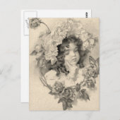 Carte Postale Vintage fille (Devant / Derrière)