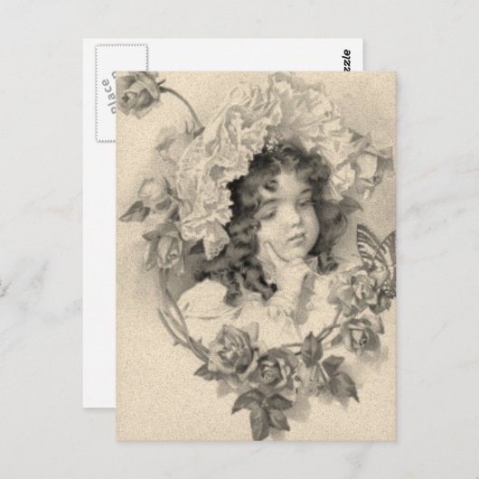 Carte Postale Vintage fille (Devant / Derrière)