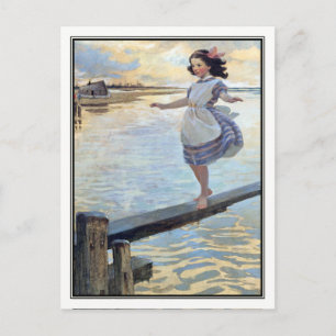 Carte Postale Vintage fille à la plage par Jessie Willcox Smith