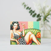 Carte Postale Vintage fille de boisson (Debout devant)