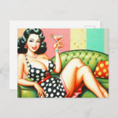 Carte Postale Vintage fille de boisson (Devant / Derrière)