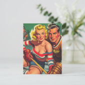 Carte Postale Vintage fille de hockey (Debout devant)
