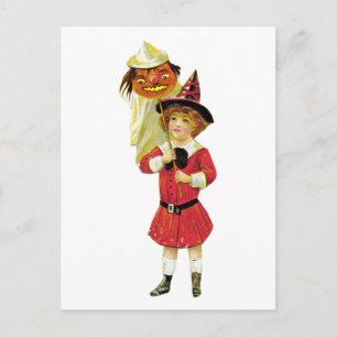 Carte Postale Vintage fille d'Halloween
