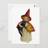 Carte Postale Vintage fille d'Halloween (Devant / Derrière)