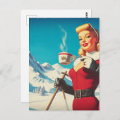 Carte Postale Vintage fille d'hiver (Devant / Derrière)