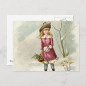 Carte Postale Vintage fille d'hiver (Devant / Derrière)