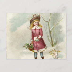 Carte Postale Vintage fille d'hiver