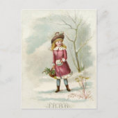 Carte Postale Vintage fille d'hiver (Devant)