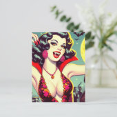 Carte Postale Vintage fille d'horreur vampire (Debout devant)