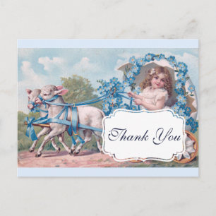 Carte Postale Vintage fille en transport pilotée par Lambs Merci