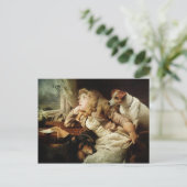 Carte Postale Vintage fille et deux chiens (Debout devant)