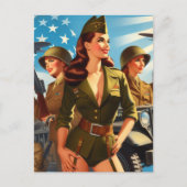 Carte Postale Vintage fille militaire (Devant)