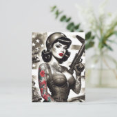 Carte Postale Vintage fille soldat (Debout devant)