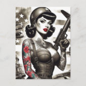 Carte Postale Vintage fille soldat (Devant)