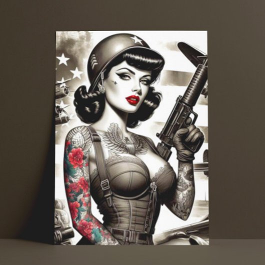 Carte Postale Vintage fille soldat