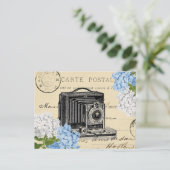 Carte postale vintage Fleur Bleu Caméra (Debout devant)