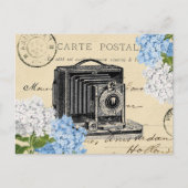 Carte postale vintage Fleur Bleu Caméra (Devant)