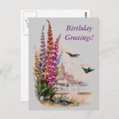 Carte Postale Vintage Flora Anniversaire (Devant / Derrière)