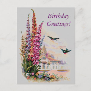 Carte Postale Vintage Flora Anniversaire