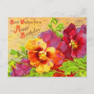 Carte postale vintage Floral Anniversaire