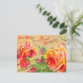 Carte postale vintage Floral Anniversaire (Debout devant)