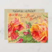 Carte postale vintage Floral Anniversaire (Devant / Derrière)
